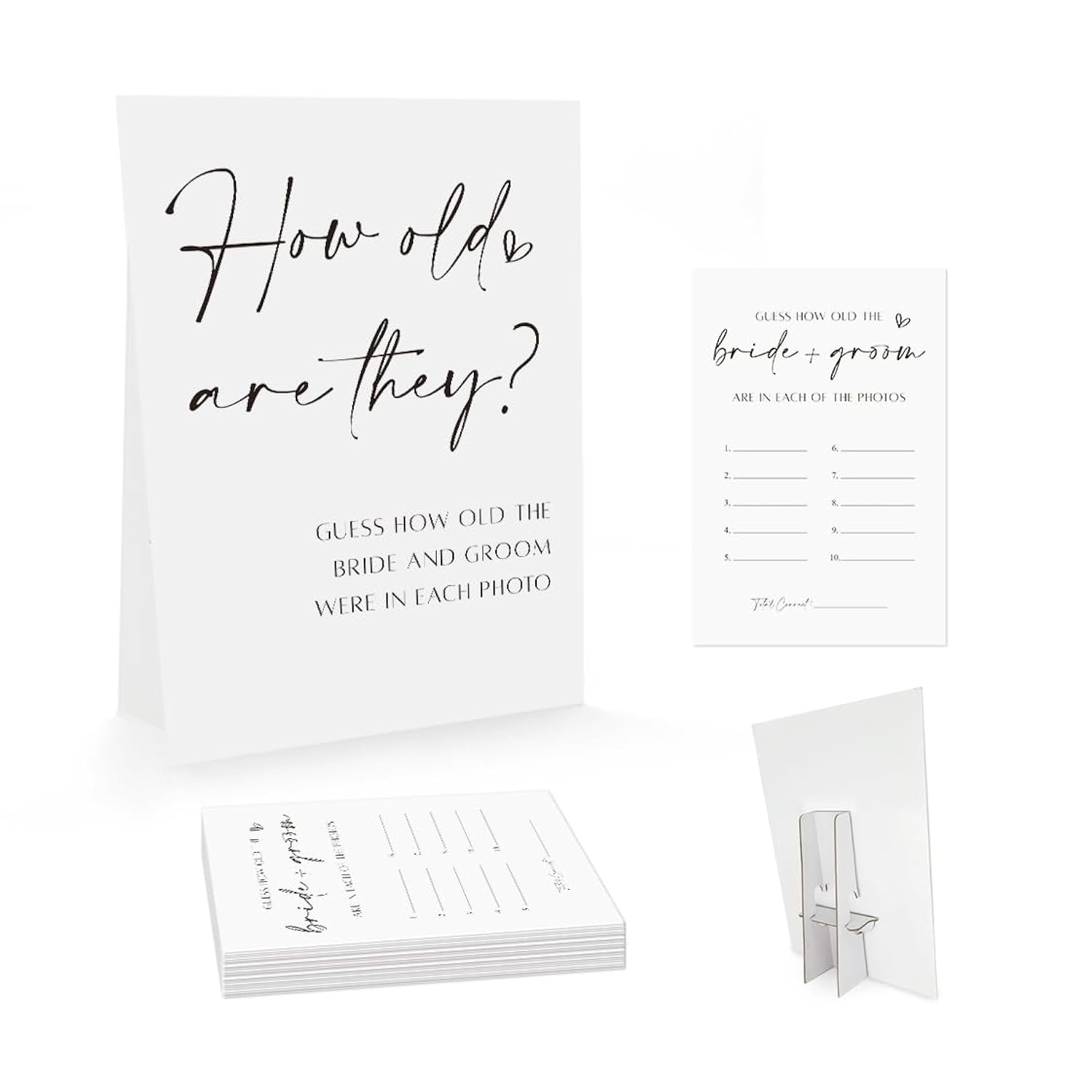 Minimalist How Old Were They Game, Guessing The Couples Age Photo, Bridal Shower Wedding Shower Game (1 Sign And 30 Cards)-Bng02