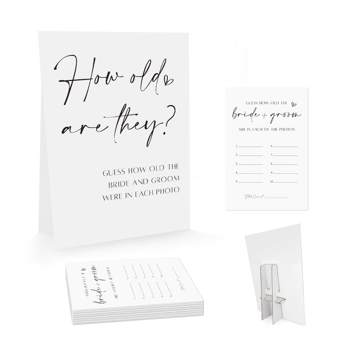 Minimalist How Old Were They Game, Guessing The Couples Age Photo, Bridal Shower Wedding Shower Game (1 Sign And 30 Cards)-Bng02
