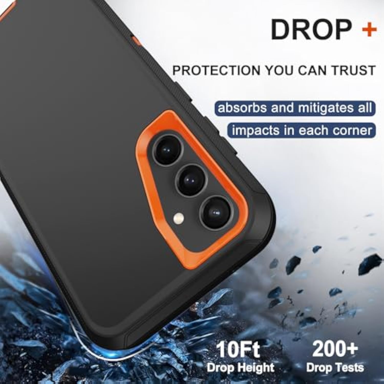For Samsung Galaxy S24 Case With Belt Clip Holster, 2X Screen Protector, Heavy Duty Military Grade Full Body Shockproof Dust-Proof Rugged Protective Cover For Samsung S24 5G (Orange)