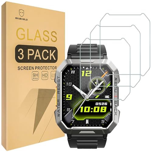 Screen Protector compatible with Blackview W60 2.01", IOWODO W60 Military Smart Watch [Tempered Glass] [3-PACK] [Japan Glass with 9H Hardness]