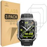 Screen Protector compatible with Blackview W60 2.01", IOWODO W60 Military Smart Watch [Tempered Glass] [3-PACK] [Japan Glass with 9H Hardness]