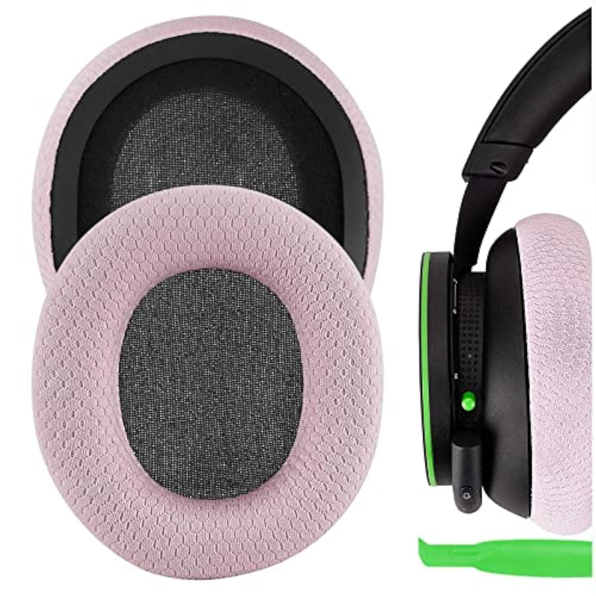 Geekria NOVA Mesh Fabric Replacement Ear Pads for Microsoft Xbox Wireless, Stereo 20th Anniversary Special Edition Headphones Ear Cushions, Repair Parts (Pink)