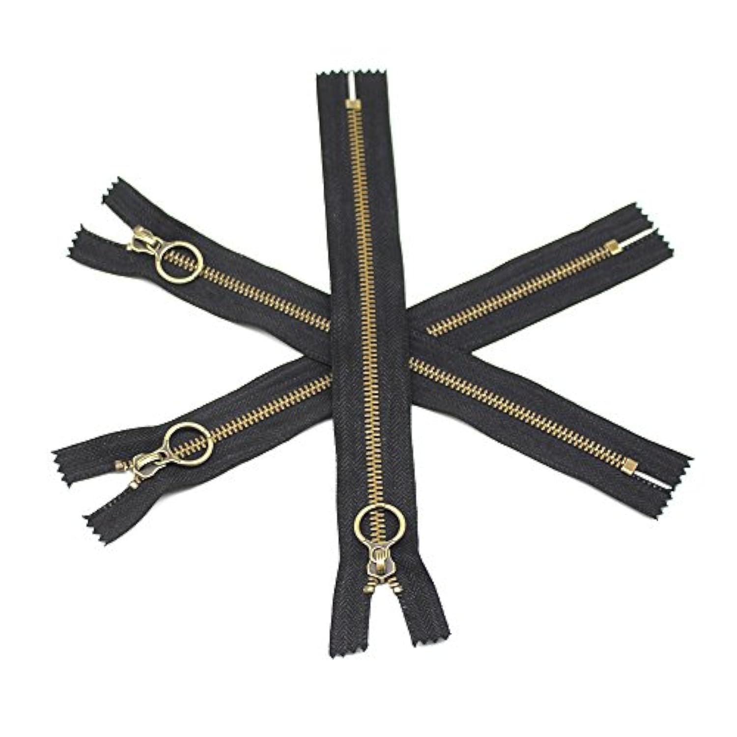 10Pcs 8 Inch (20Cm) #5 Antique Brass Plated Metal Zippers Bulk Close E