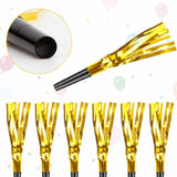 24pcs Gold New Year Noise Makers Glitter Party Blowers Blowouts Favors