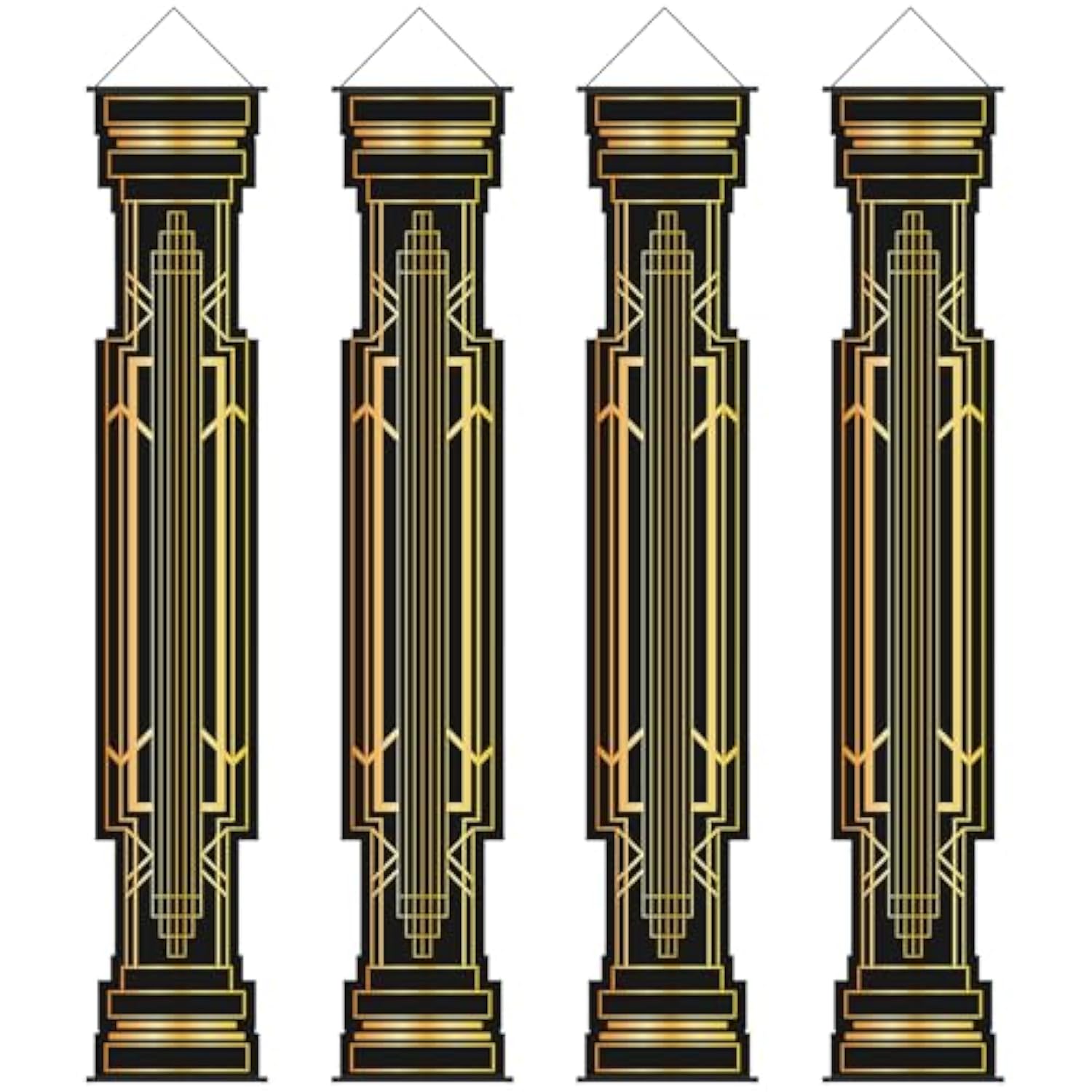 4 Pcs Roaring 20S Party Decorations Black And Gold Column Door Porch Banner 1920S Hanging Banner Speakeasy Awards Wedding Decorations Supplies