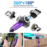 540° Rotation Magnetic Charging Cable 3 In 1 Magnetic Phone Charger [4-Pack, 3Ft/3Ft/6Ft/10Ft] 3A Fast Charging Cable & Data Transfer Usb Magnet Charger Cable For I-P/Micro Usb/Type C Device-Purple