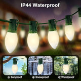 C9 Christmas Lights Outdoor, Led Frosted White Outdoor String Light, 25 Ft Commercial Grade Patio With 25 Led C9 Bulbs,