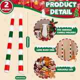 2 Pack Christmas Taper Candles, 10 Inch Unscented Candlesticks With Red And Green Stripe Design For Holiday Table Centerpiece, Fireplace Mantel, Winter Weddings, Advent Wreaths, Seasonal Decor