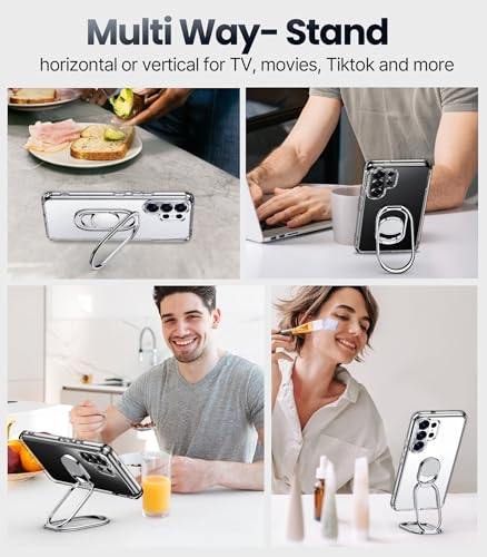 for  Galaxy S26 Ultra Case with Stand, Galaxy S26 Ultra Case Clear with Double Ring Holder [Adjustable & Foldable] Shockproof Protective Cover