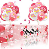 Happy Mother's Day Banner Decorations Set Large Mothers Day Banner with 18Pcs Best Mom Ever Balloons for Mothers Days Indoor Outdoor Welcome Home Yard Fence Sign Party Supplies Decorations