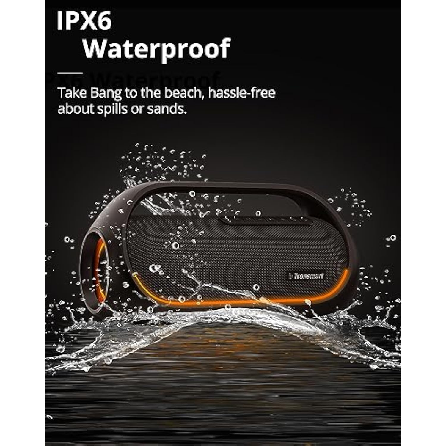 Tronsmart Upgraded Bang 60W Bluetooth Speakers with Subwoofer, IPX6 Waterproof Loud Bluetooth Speaker with 7 Color Light, 15H Playtime, Custom EQ, Portable Speaker with Handle for Outdoor, Party