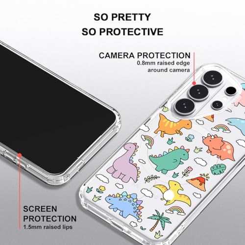 for  Galaxy S26 Ultra Clear Case, Fit for MagSafe, 6.6ft Military-Grade Shockproof Magnetic Protective Phone Cover,Dinosaur Land