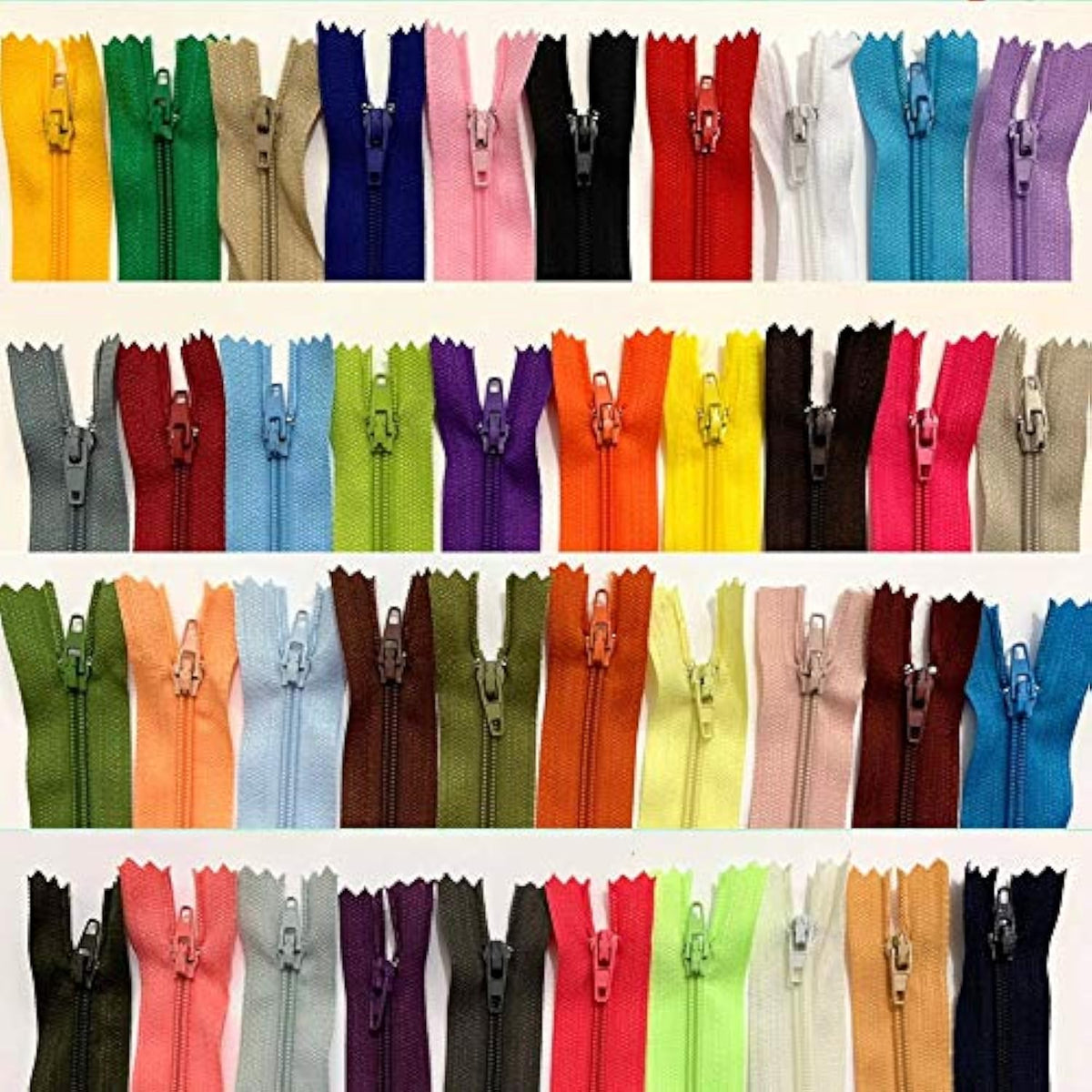 50Pcs 16 Inch (40Cm) Nylon Coil Zippers Bulk For Sewing Crafts 40 Colo