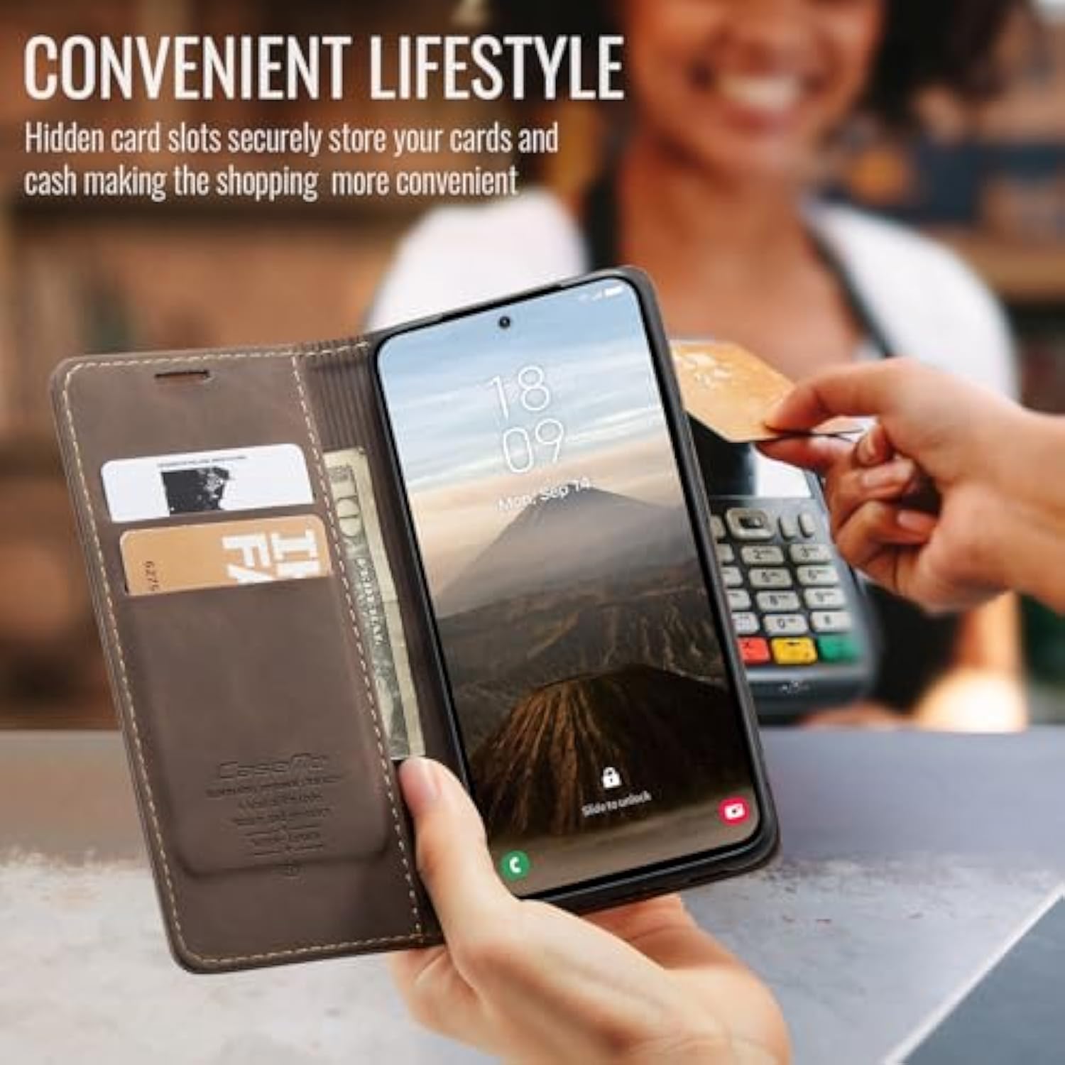 For Samsung Galaxy S25 Case, Classic Design Leather Wallet Magnetic Closure Flip Case With Kickstand Card Holder Slot Shockproof Protective Cover For Samsung Galaxy S25 (Coffee)