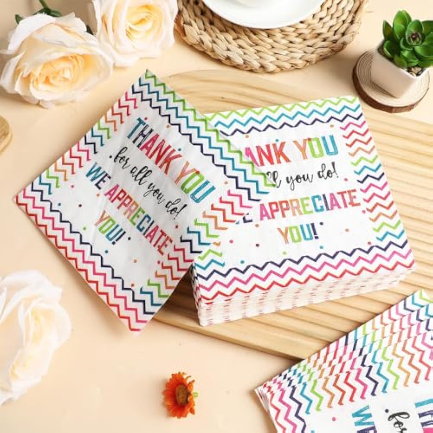 100Pcs Thank You Napkins We Appreciate You Paper Napkins Thankful Disposable Napkin Appreciation Party Decors Grateful To Employee Teacher Doctor Staff Thanksgiving Graduation Party Supply