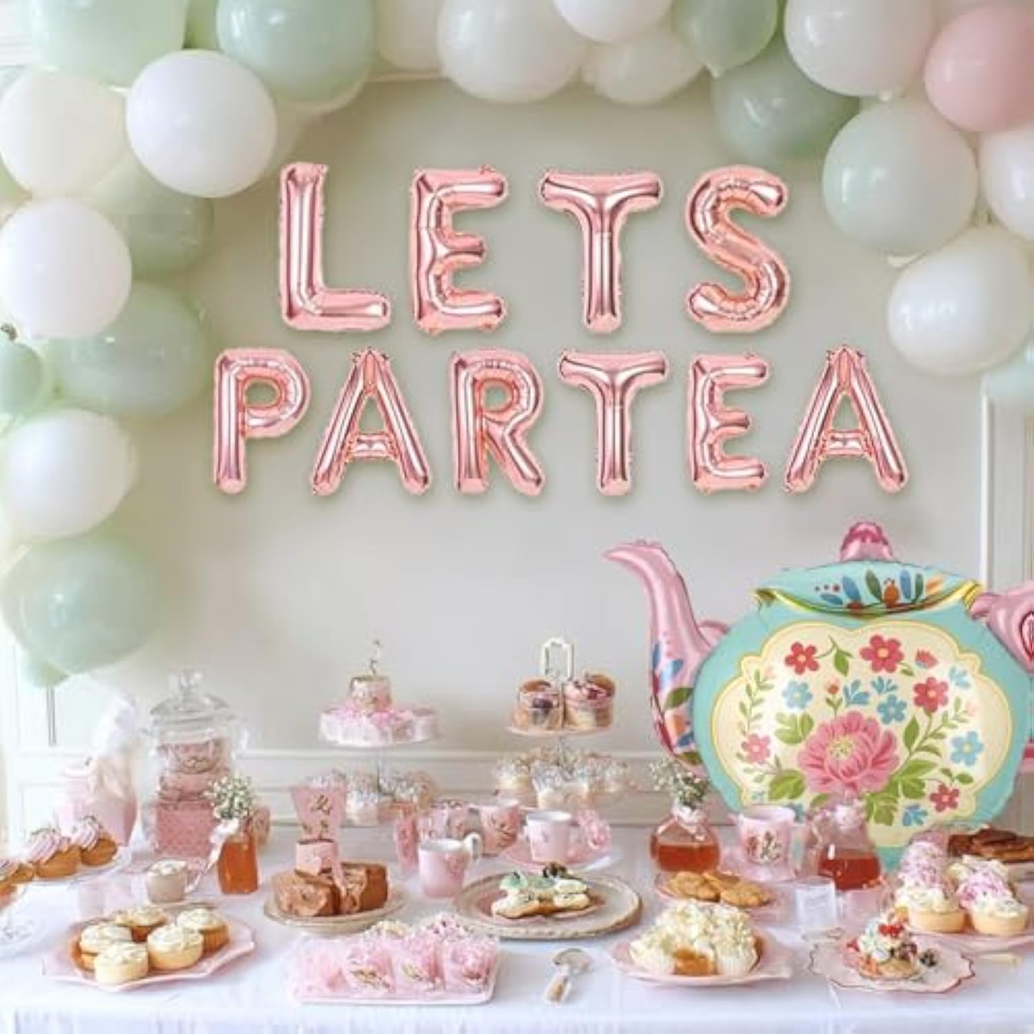 4 Pcs Tea Party Balloons, 35" Huge Teapot Aluminum Foil Balloons For Birthday, Baby Shower, Wedding, Bridal, Engagement, Bachelorette, Princess, Let'S Par Tea Garden Party Decorations Supplies
