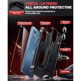 Moto G Play 2024 Case with Screen and Camera Protector Magnetic Ring Stand Black
