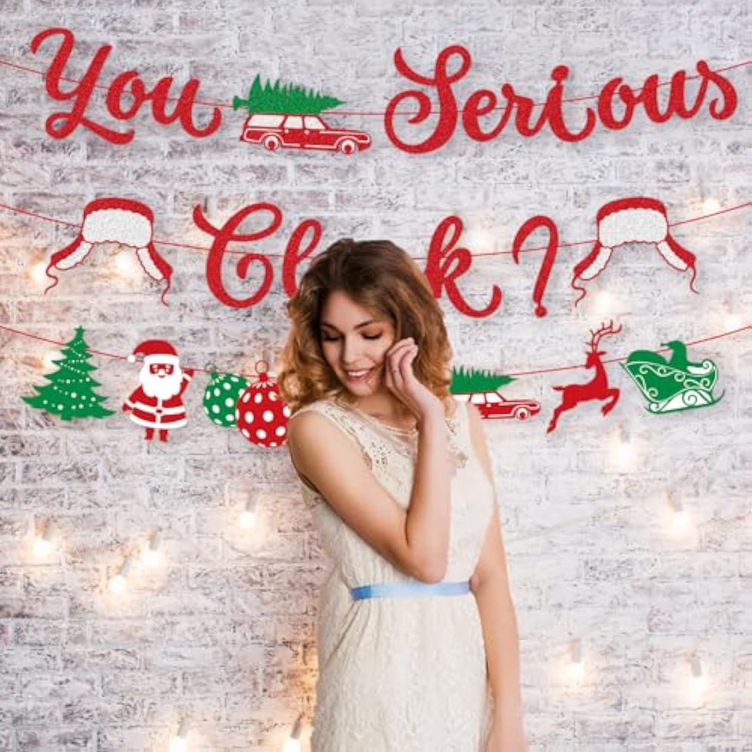 You Serious Clark No-Diy Glitter Red Christmas Vacation Decorations - Includes Clark Sign Banner And Christmas Vacation Party Supplies Garland