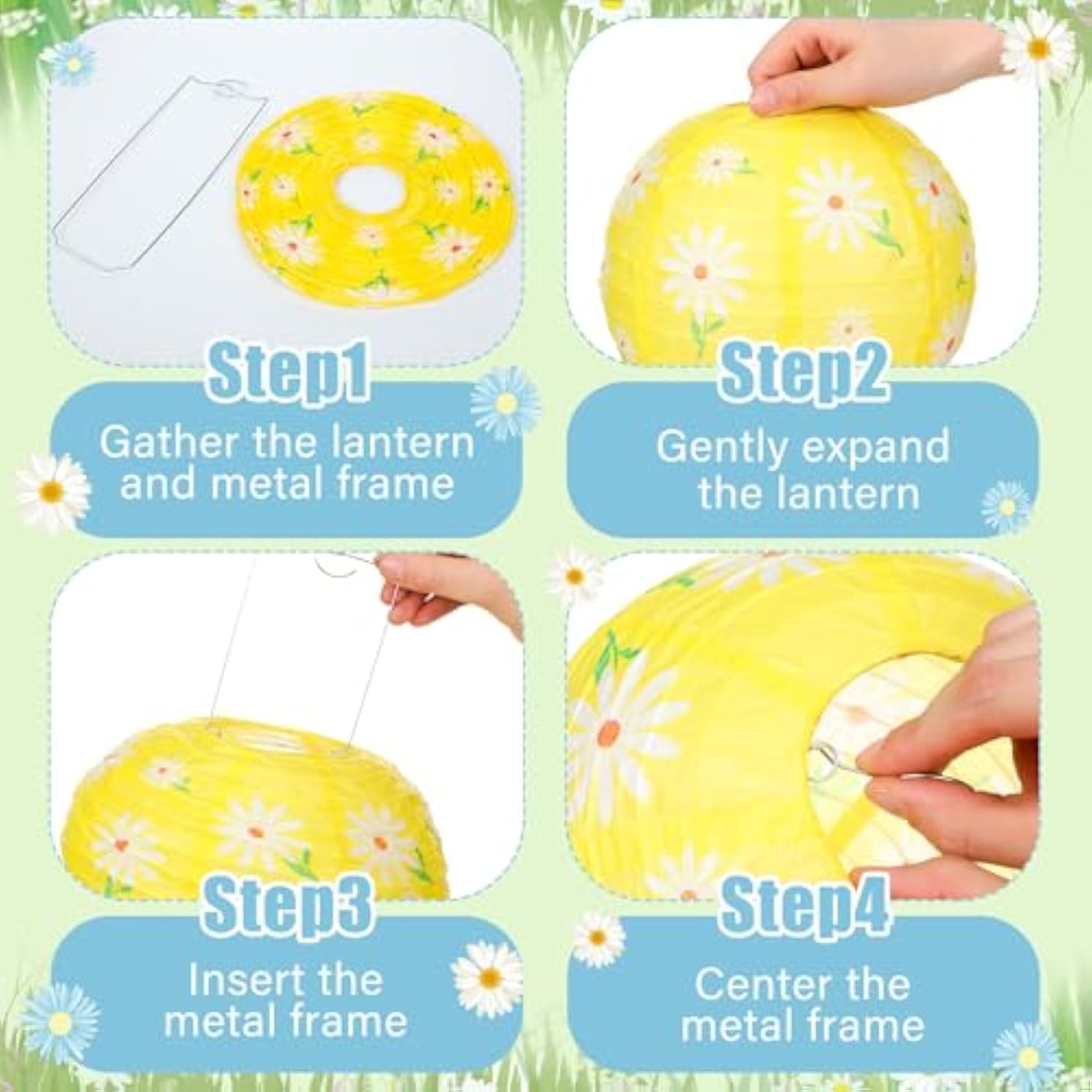 12 Pcs Spring Daisy Party Decorations Daisy Pastel Paper Hanging Lanterns 8 Inch Flower Round Lanterns For Spring Summer Party Office Classroom Decorations Indoor Outdoor