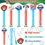 Baseball Party Favors, 24Pcs Baseball Themed Mini Bubble Wands For Kids Bubbles Bulk With Detachable Topper (6 Styles), Birthday Gift Classroom Prizes Girl Boys Sports Goody Bag Stuffer Supply