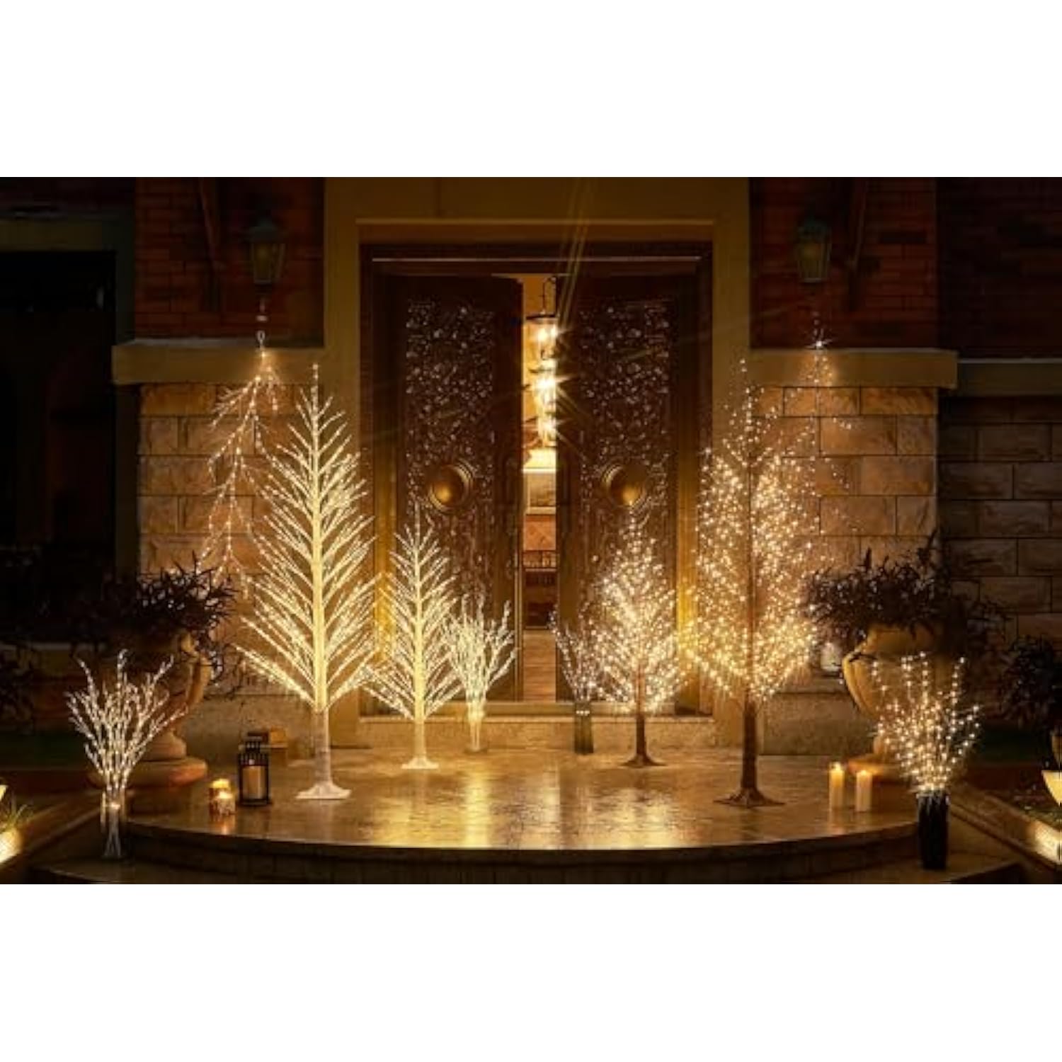 Lighted Alpine Tree 6Ft 810 Led Fairy Lights, White Twig Tree With Lights Plug In For Indoor Outdoor Home Thanksgiving Christmas Decorations