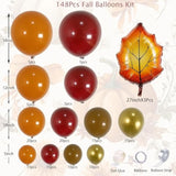 Fall Balloon Arch Kit: Burgundy, Orange, Maple Leaf - 148 Piece