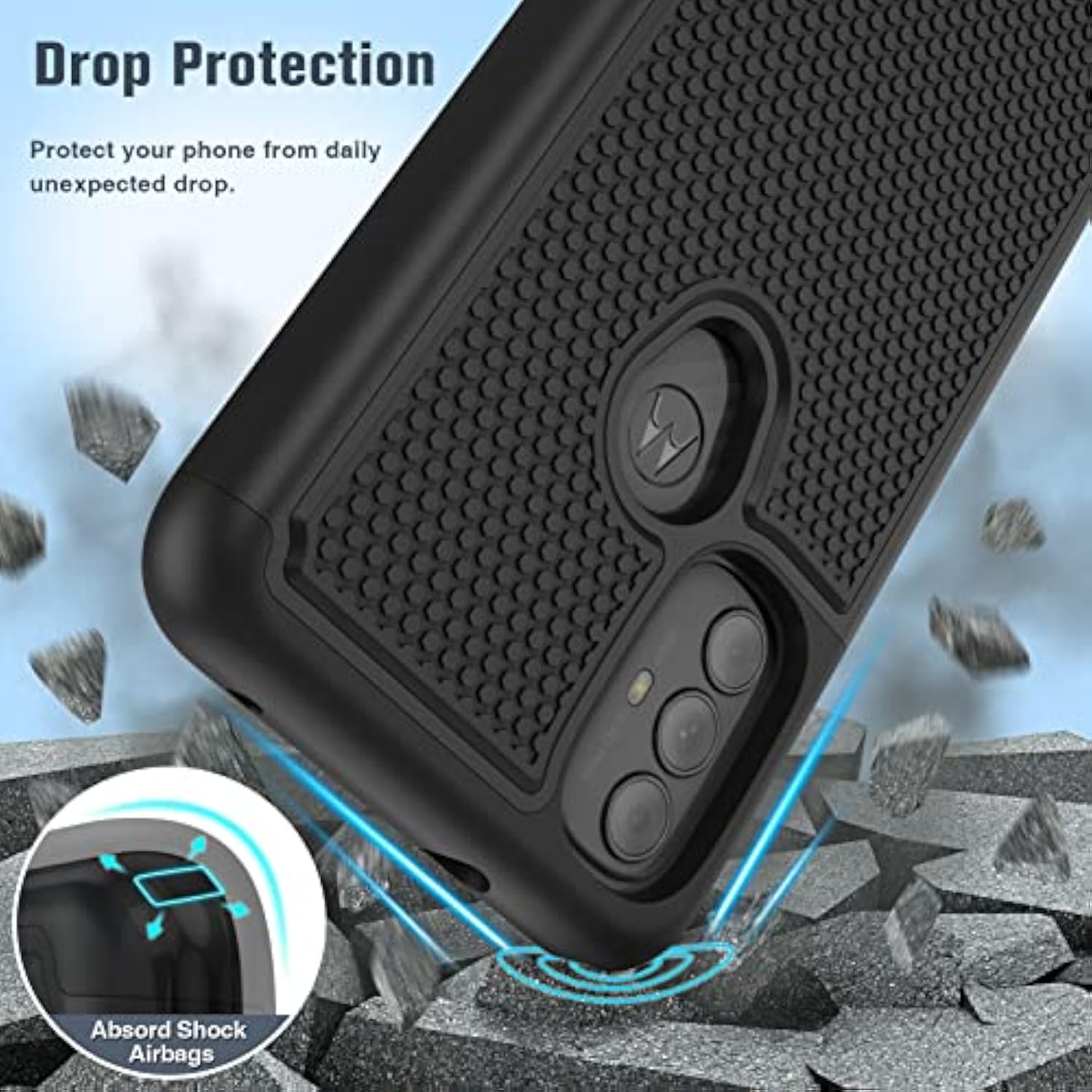 For Motorola Moto G Power 2022 Case: Moto G Play 2023 Case & Moto G Pure 2021 Case - Dual Layer Protective Heavy Duty Phone Cover Shockproof Rugged With Non Slip Textured Tough (Matte Black)