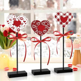 3 Pieces Valentine'S Day Table Decorations Wooden Heart Set,Rustic Valentine'S Day Tiered Tray Decor For Home Tables (Classic)