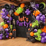 Black, Purple, Orange & Green Balloon Arch - Double Stuffed Garland for Halloween and Parties
