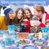 Frozen Birthday Party Decorations - Serve 24, Snowflake Party Supplies, Winter Wonderland Disposable Tableware Include Plates, Napkins, Cups, Forks, Knives, Spoons For Christmas