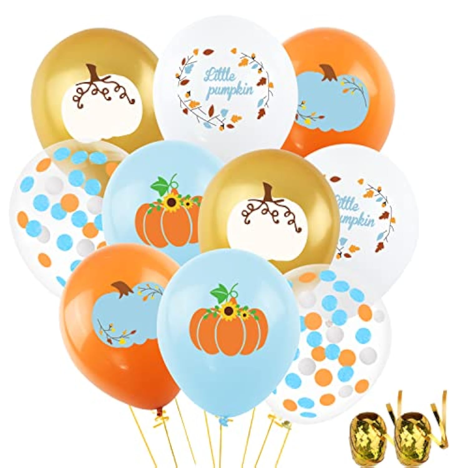 Blue Little Pumpkin Balloons Maple Leaf Garland with Confetti for Baby Shower Party