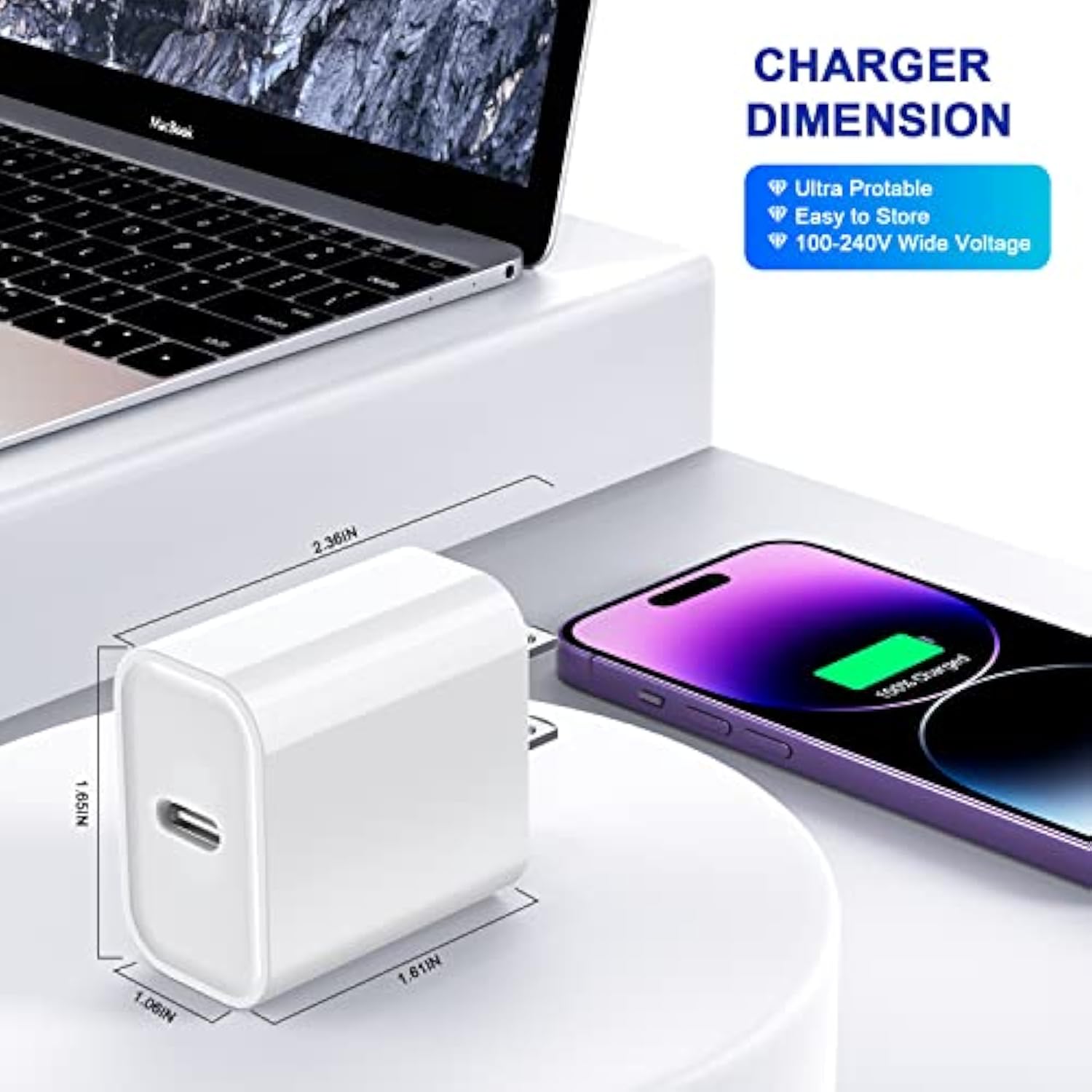 3Pack Iphone 16/15 Charge Block,Usb C Charger,I Phone Charger Adapter Quick Fast Charger Adapter Plug 20W Power Delivery Type C Fast Charging Block For Iphone 16/15/14/13/12,Ipad Pro/Air/Mini/Airpods