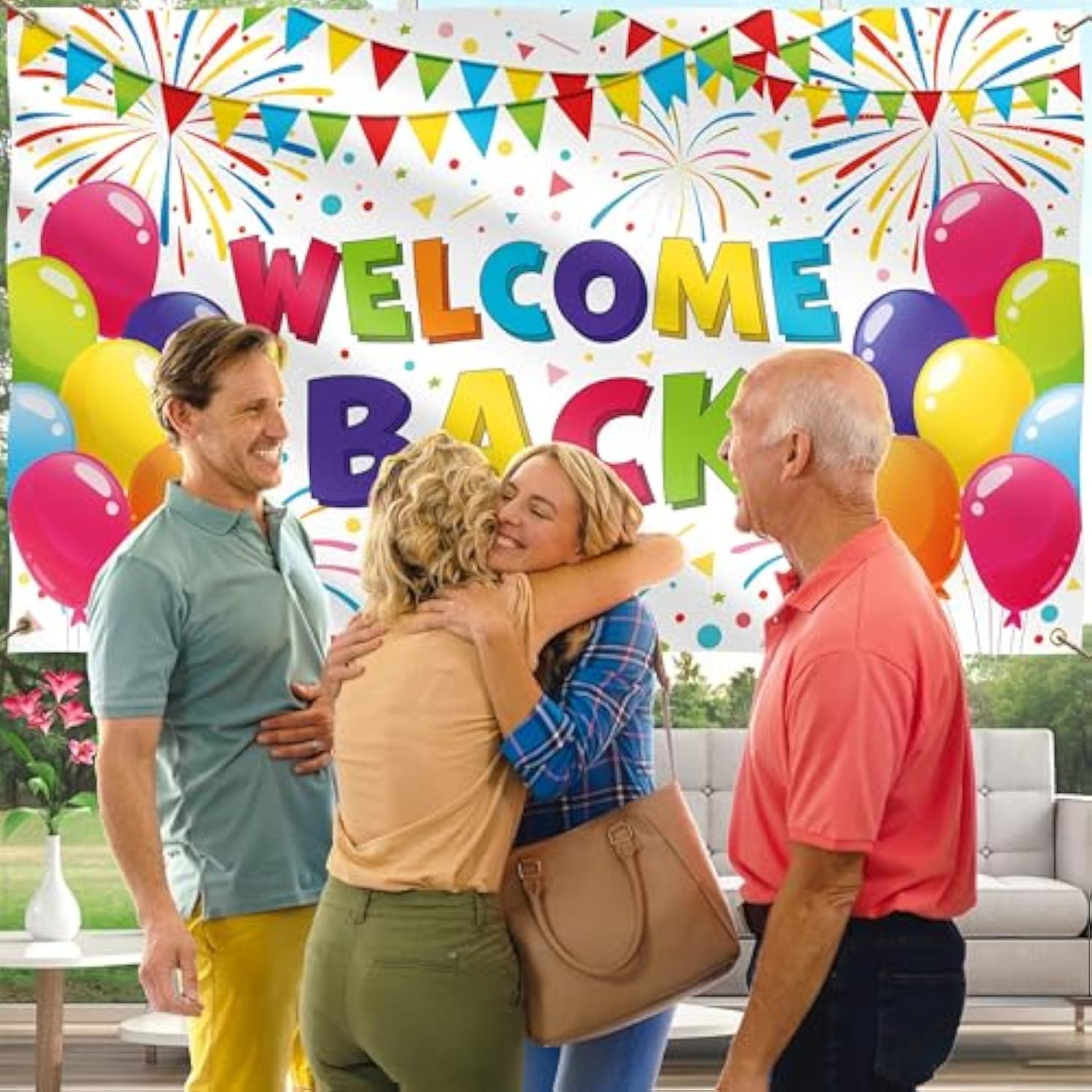 Welcome Back Banner - 5X3 Ft - Welcome Home Decorations - Homecoming, Reunion, Baby Shower - White 100Den Polyester