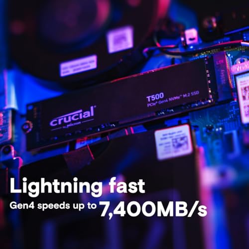 T500 Pcie Gen4 Nvme 1Tb Ssd, Up To 7,300Mb/S, Tlc Nand, Laptop & Desktop (Pc) Compatible, For Creatives And Gamers, Solid State Drive, Includes 1Mo Adobe Cc Ct1000T500Ssd8