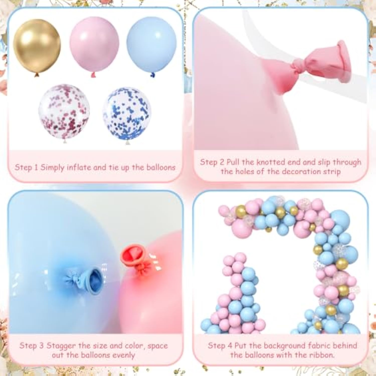 135PCS Fall Gender Reveal Balloon Arch Kit Blue Pink Pumpkin Decorations for Baby Shower