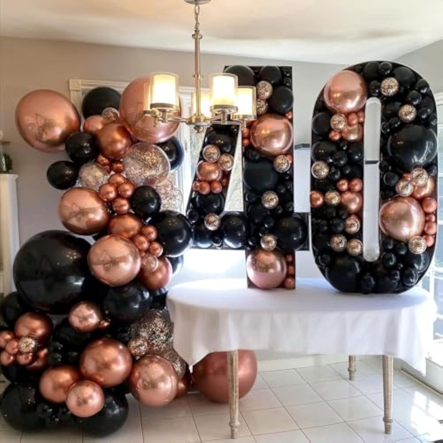 Rose Gold & Black Balloon Garland Kit: 140 Metallic Party Balloons