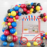 105PCS Blue, Red & Black Balloon Arch Kit – Garland Set with Confetti Balloons for Parties