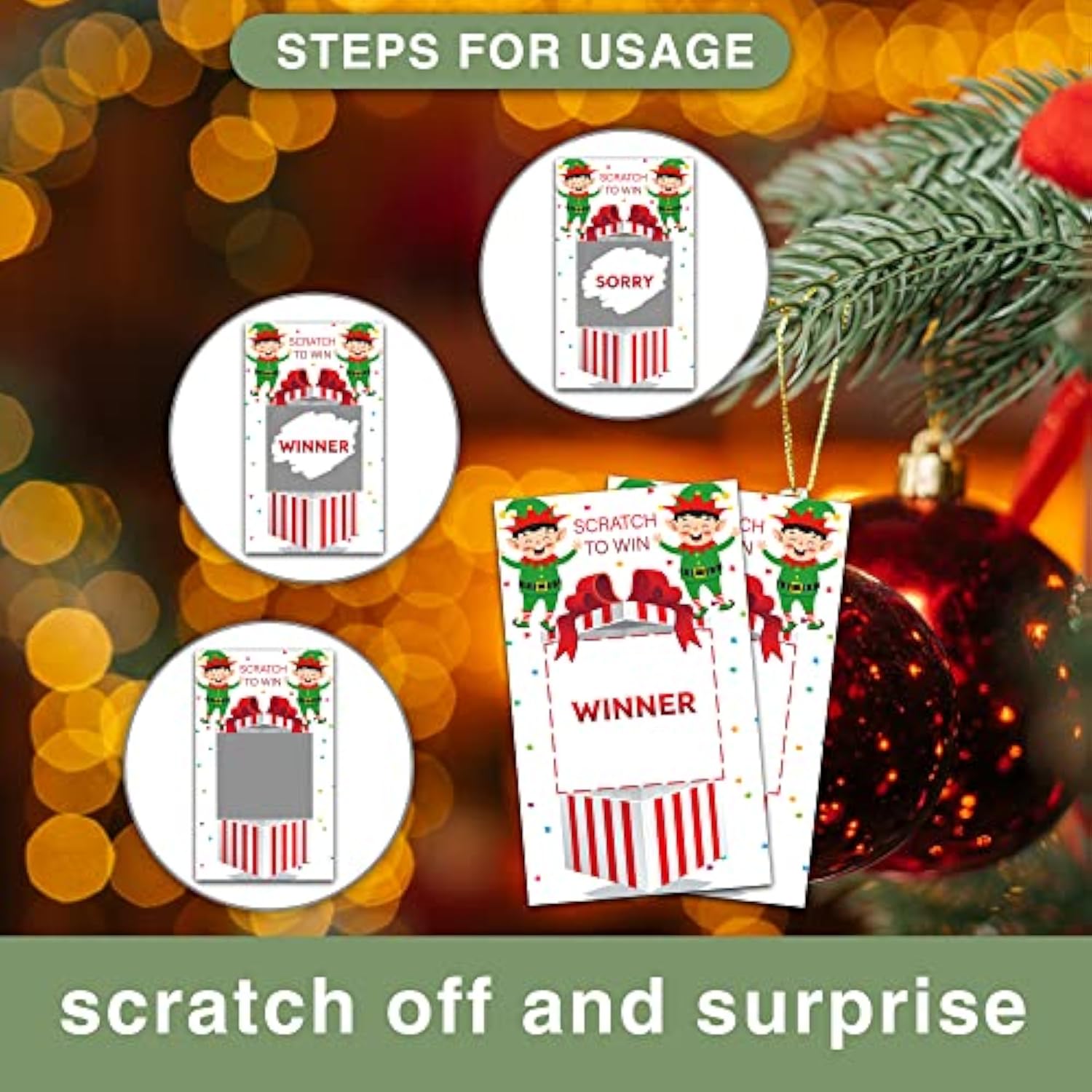Christms Scratch Off Game Cards - Merry Christmas Party Game Scratch Off Games - Christmas Eve Countdown Party Activities Decorations Supplies - 40 Cards(B02)