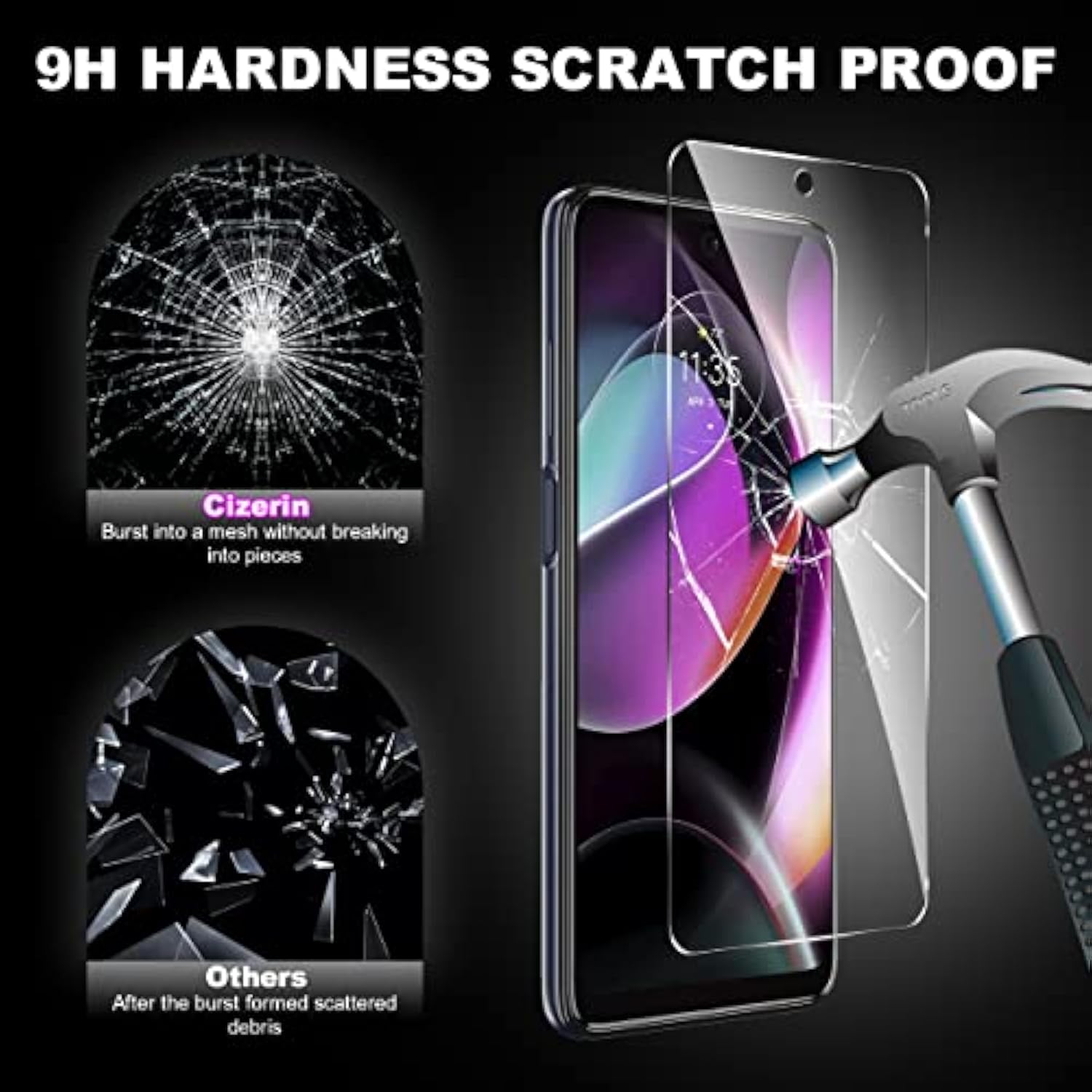 4 Pack Screen Protector For Motorola Moto G 5G 2022-2 Pack Tempered Glass Screen Protector And 2 Pack Camera Lens Protector - Shatter Proof- Hd Clarity