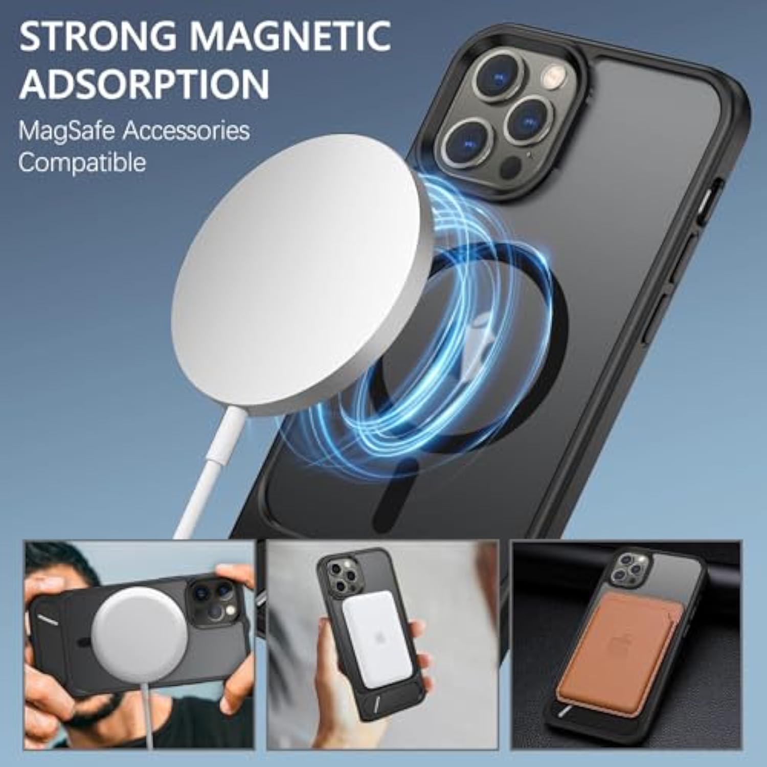 For Iphone 12 Pro Max Case With Stand, Magnetic Cases With Foldable Invisible Stand Translucent Matte Back Slim Protective Shockproof Kickstand Phone Case For Iphone 12 Pro Max 6.7", Black