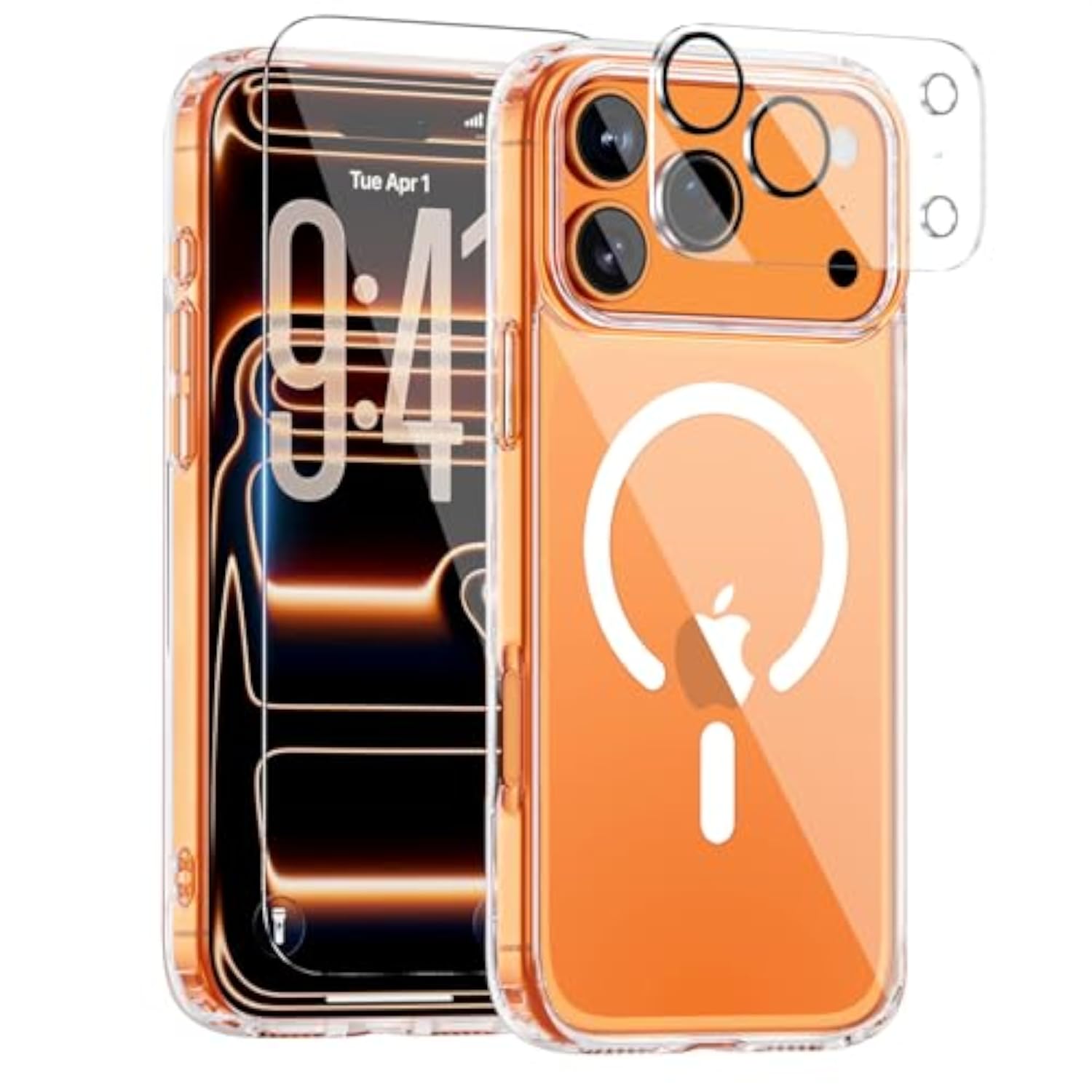 Magnetic Slim Case for iPhone 17 Pro Max, Compatible with MagSafe, Shockproof and Anti-Yellowing, Full Camera Protection, Includes Screen & Lens Protectors, Clear Protective Case
