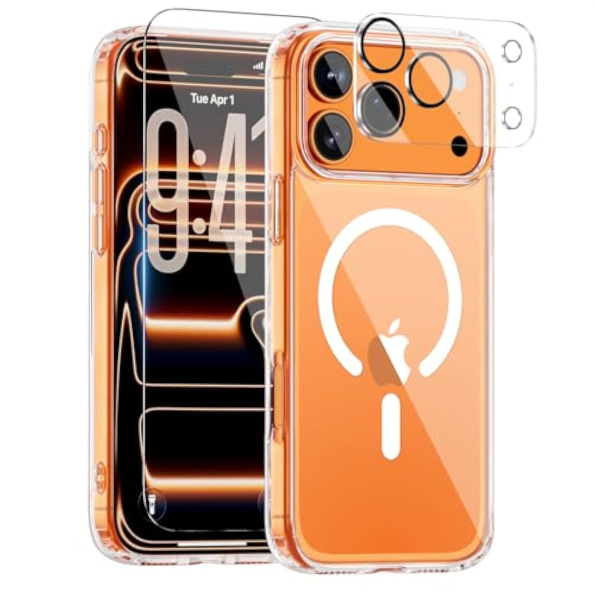Magnetic Slim Case for iPhone 17 Pro Max, Compatible with MagSafe, Shockproof and Anti-Yellowing, Full Camera Protection, Includes Screen & Lens Protectors, Clear Protective Case
