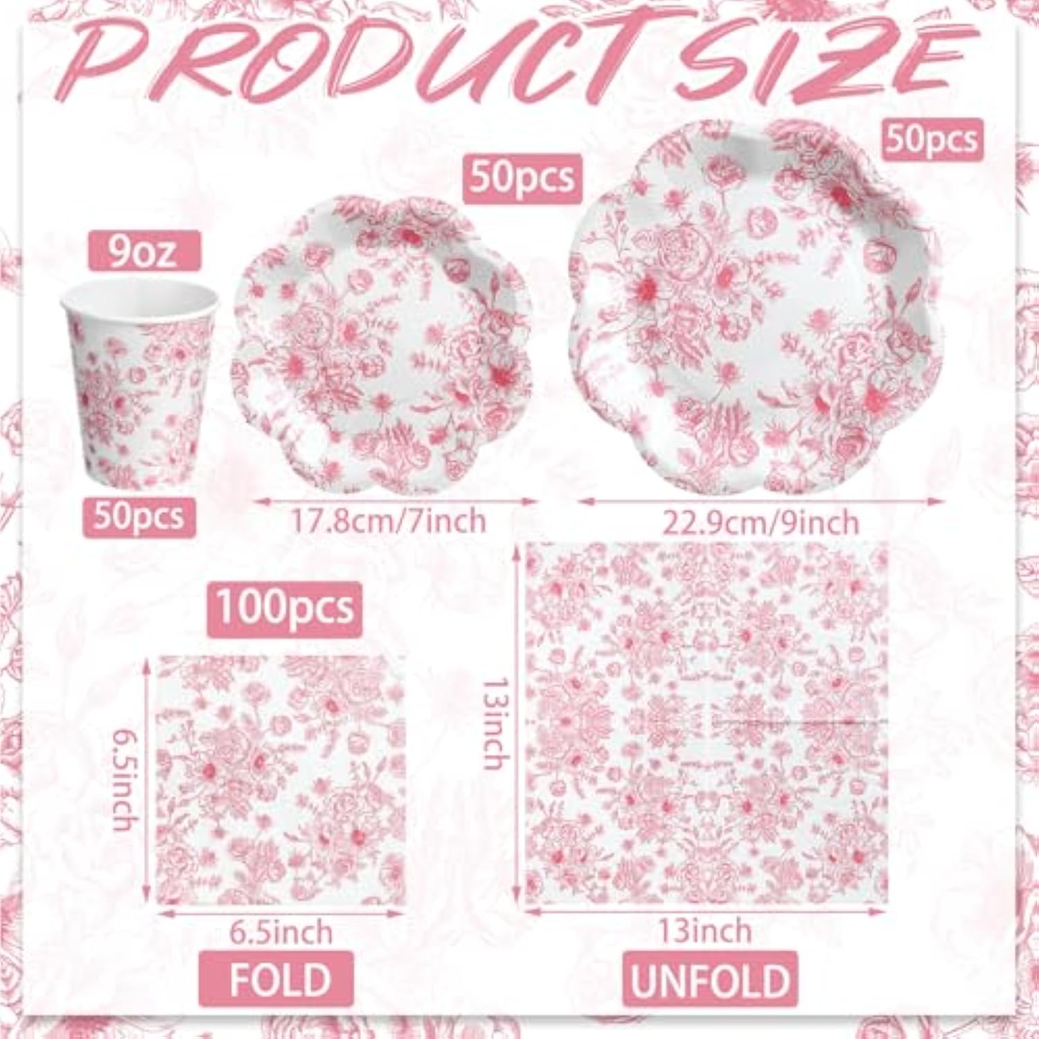 250 Pcs Pink Floral Disposable Plates And Napkins Pink And White Floral Tableware Set For 50 Guests Disposable Paper Plates Napkins Cups For Wedding Bridal Shower Party Supplies