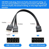 9-Pin Usb2.0 Extension Cable, 9Pin To Dual Pin Extension Port,Usb Cable For Co