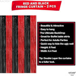 Red And Black Fringe Curtain - 6.4X8 Ft Pack Of 2 | Red And Black Streamers For Casino Theme Party Decorations | Door Streamers For Wedding, Anniversary, Bachelorette, Birthday Decorations