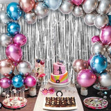 4 Packs Silver Foil Fringe Curtain, Silver Metallic Tinsel Backdrop For Birthday, Wedding, Baby Shower, Engagement, Bachelorette Party, Christmas Holiday Celebration Party Decorations Supplies