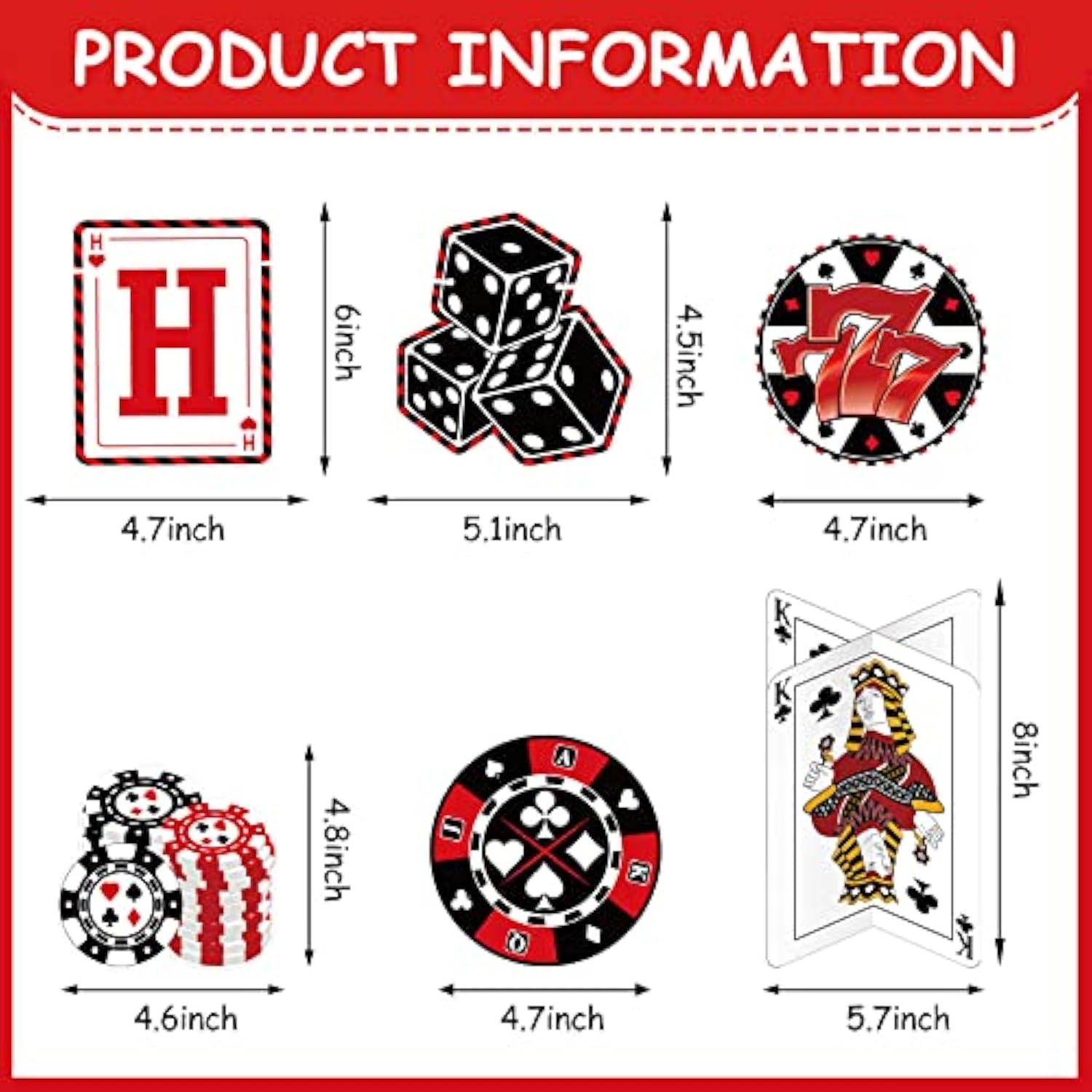 17 Pieces Casino Poker Theme Party Decorations Casino Birthday Banner Hanging Swirl 3D Table Toppers Decorations For Poker Party Supplies