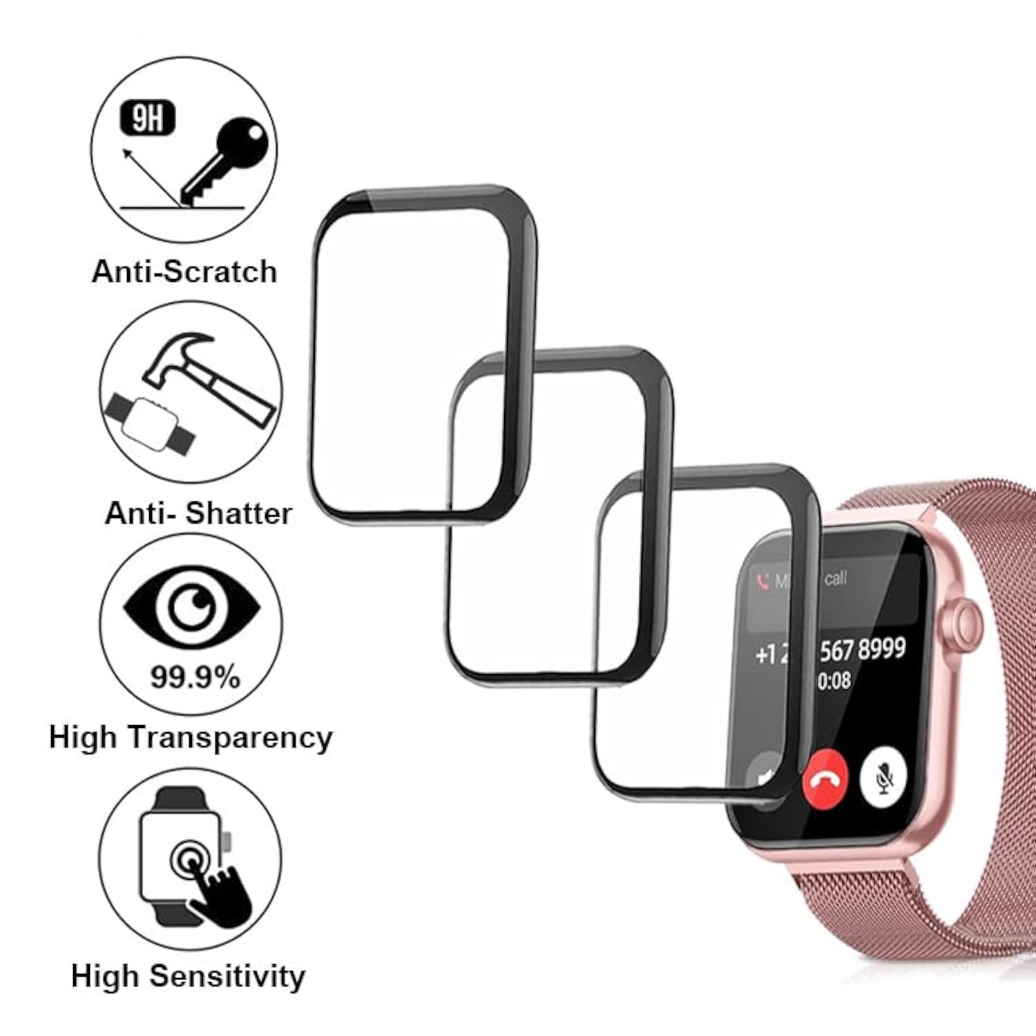 Screen Protector Compatible With 1.85” Kacubaku Akumaka Dekelife G39 And Fitniv Iw2 Smartwatch?3D Pmma, 3Pcs