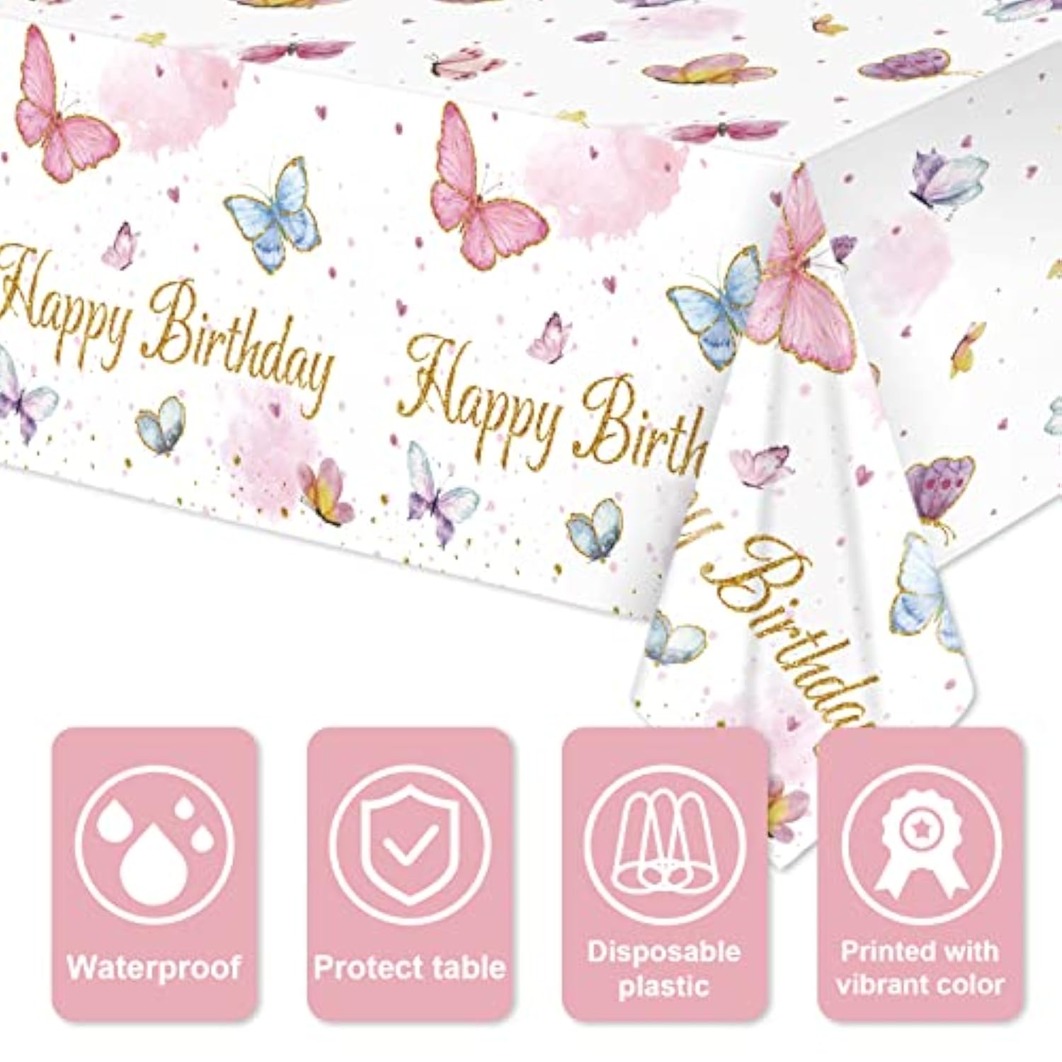 3 Pack Butterfly Tablecloth Birthday Party Decorations Plastic Waterproof Table Covers Rectangular Disposable Decor 108 X 54 Inch For Spring Summer Baby Shower Floral Supplies Favors