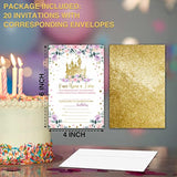 Princess Birthday Invitations For Girls, 20-Count Birthday Party Invitations With Envelopes, Magical Kingdom Castle Style Birthdays Party Decorations And Supplies-Hbyqk-A01